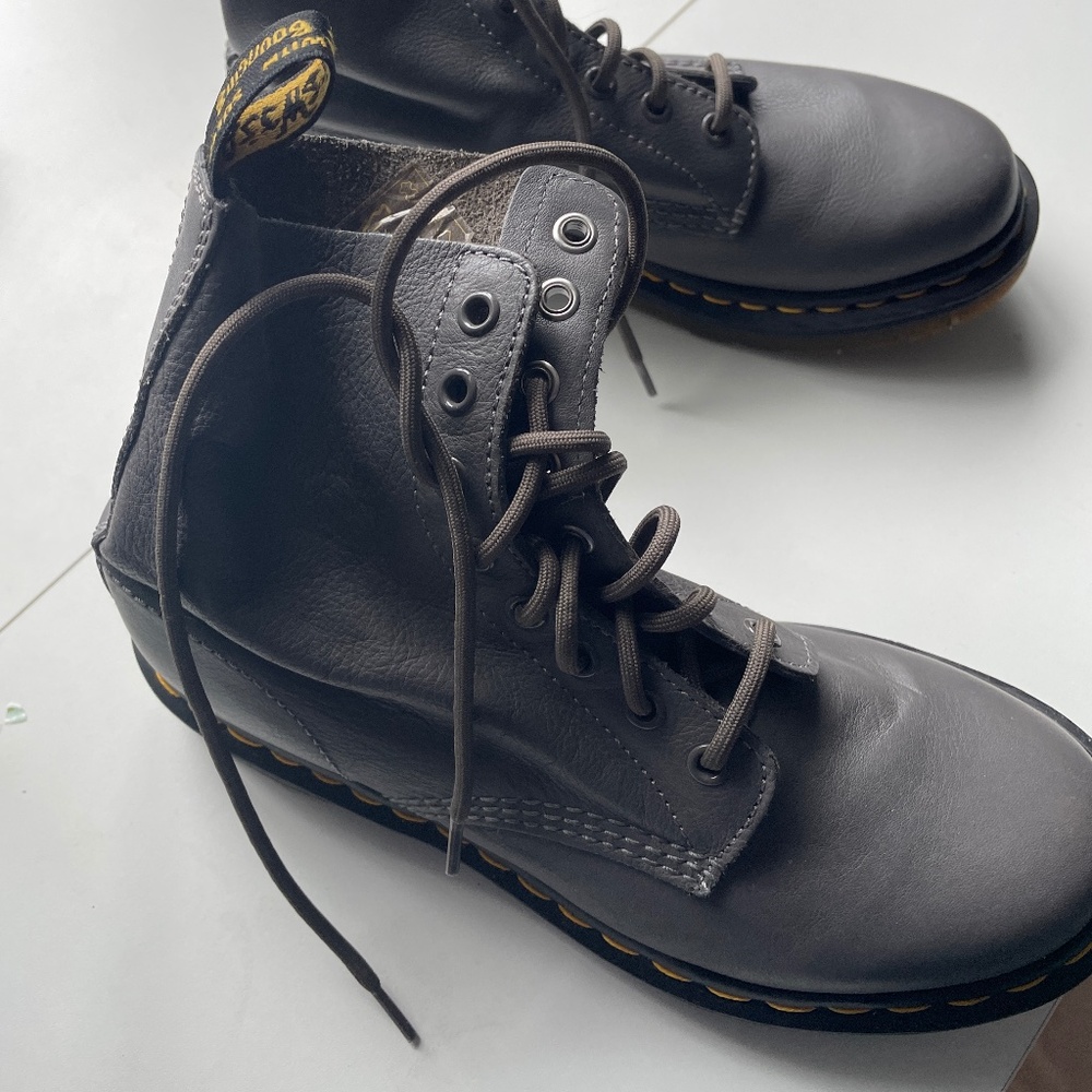 New Grey, leather Dr Marten Boots